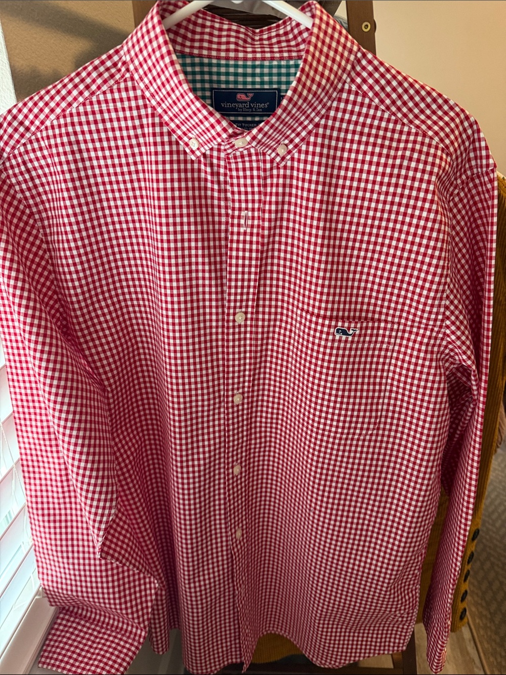 Vineyard Vines Red and White Gingham Button-Down Shirt